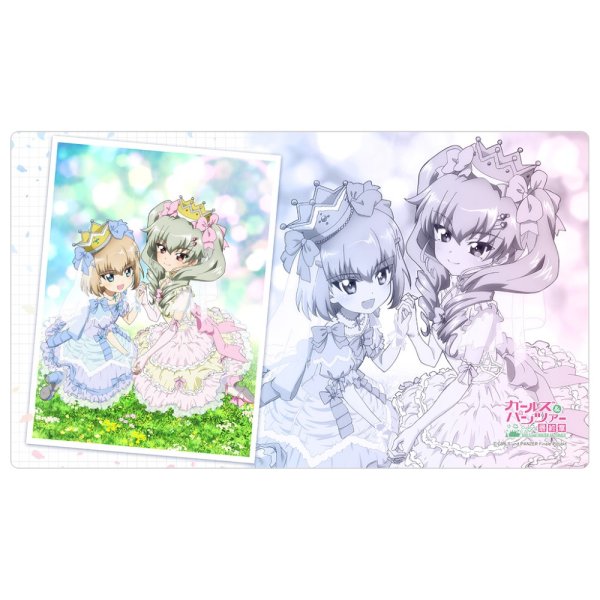 画像1:  【予約商品】  カーテン魂　ガールズ＆パンツァー　最終章　ラバーマット（アンチョビ＆カチューシャ） 【25年8月下旬発売】 (1)