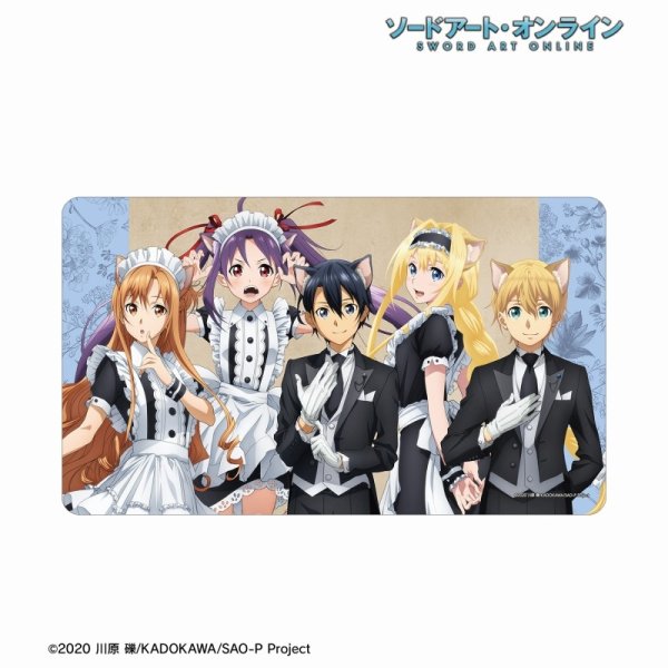 画像1:  【予約商品】  アルマビアンカ　ソードアート・オンライン 描き下ろし 集合 猫耳執事・メイドver. マルチデスクマット 【25年9月下旬発売】 (1)