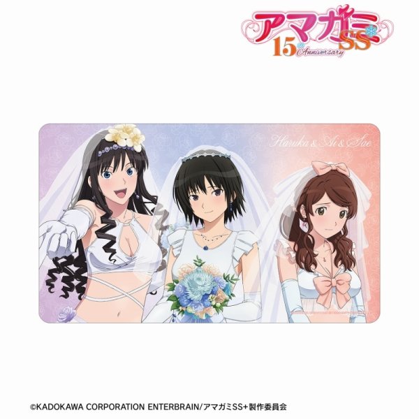 画像1:  【予約商品】  アルマビアンカ　アマガミSS＋plus 描き下ろし 中多紗江&七咲 逢&森島はるか ウェディング水着ver. マルチデスクマット 【25年11月上旬発売】 (1)