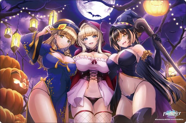 画像1:  【予約商品】  ブシロード ラバーマットコレクション V2 Vol.1835　ドルフィンウェーブ『詩絵&ヴィーナ&アマデア』Happy Halloween！オトナな私も楽しみたい！ver. 【25年11月21日発売】 (1)