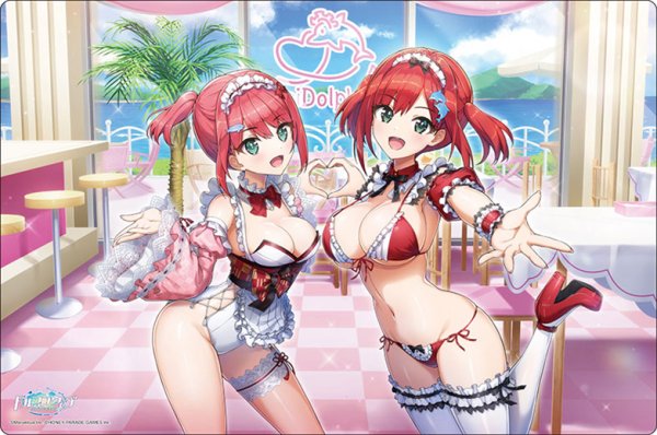 画像1:  【予約商品】  ブシロード ラバーマットコレクション V2 Vol.1832　ドルフィンウェーブ『入華&小針』メイド姉妹のお給仕タイム！ver. 【25年11月21日発売】 (1)