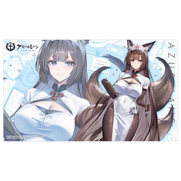 画像1:  【予約商品】  カーテン魂　アズールレーン 描き下ろしラバーマット（天城（空母）／ナース） 【26年2月上旬発売】 (1)