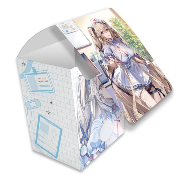 画像1:  【予約商品】  カーテン魂　アズールレーン 描き下ろしデッキケース（アンカレッジ／ナース） 【26年2月上旬発売】    (1)