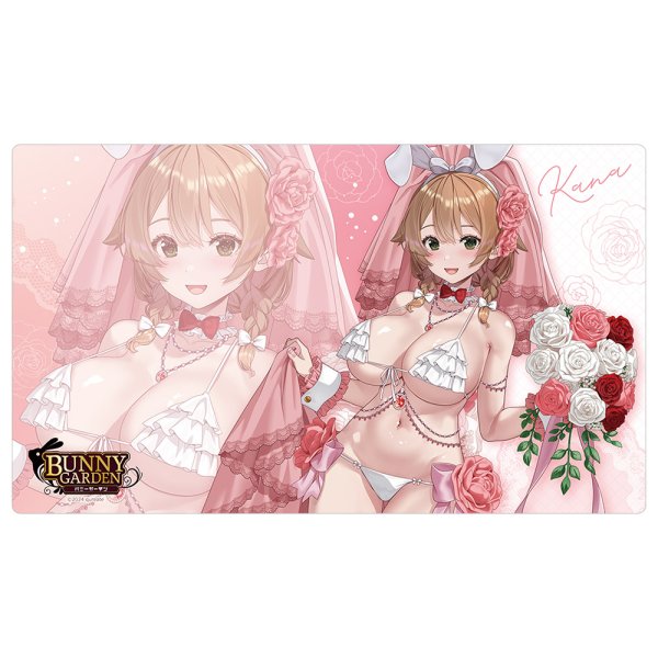 画像1:  【予約商品】  カーテン魂　バニーガーデン 描き下ろしラバーマット（花奈／バニーウエディング水着） 【26年2月上旬発売】    (1)