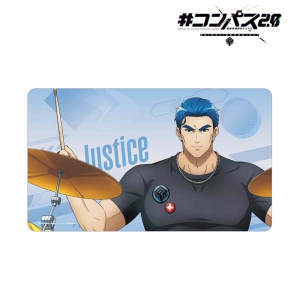 画像1:  【予約商品】  アルマビアンカ　#コンパス2.0 戦闘摂理解析システム 描き下ろし ジャスティス ロックバンドver. マルチデスクマット 【26年1月中旬発売】 (1)