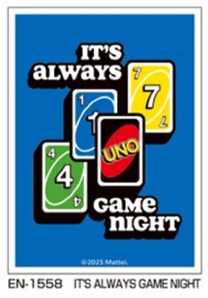 画像1:  【予約商品】  UNO™　キャラクタースリーブ IT'S ALWAYS GAME NIGHT (EN-1558）（65枚入り） 【26年2月27日発売】 (1)