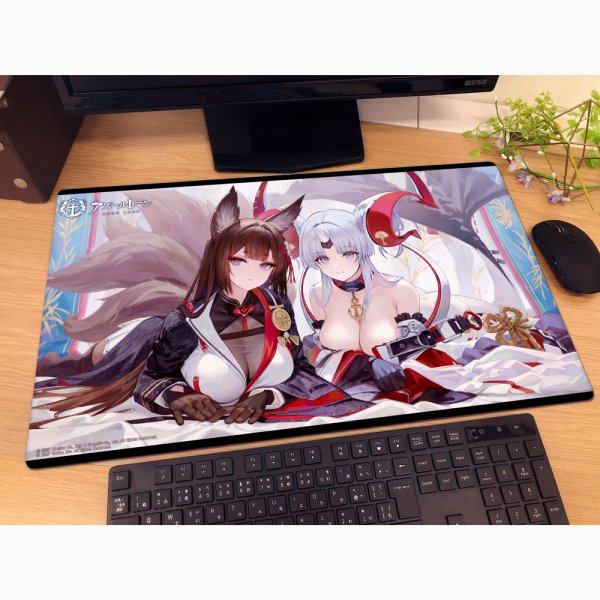 画像2:  【予約商品】  カーテン魂　アズールレーン ラバーマット（天城（空母）＆渡良瀬） 【26年3月上旬発売】 (2)