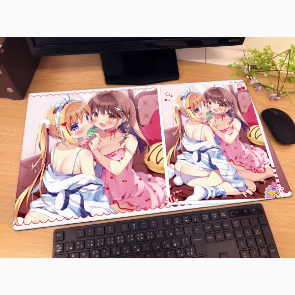 画像2:  【予約商品】  カーテン魂　ぱん先生　ラバーマット（晴夏＆ここあ） 【26年4月下旬発売】 (2)