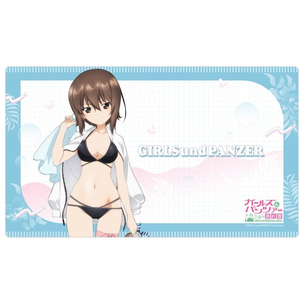 画像1:  【予約商品】  カーテン魂　ガールズ＆パンツァー 最終章　描き下ろしラバーマット（西住まほ／リゾート水着） 【26年4月下旬発売】 (1)