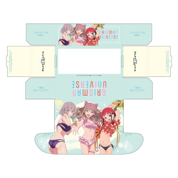 画像2:  【予約商品】  カーテン魂　グリッドマン ユニバース　描き下ろしストレージボックス（南夢芽＆飛鳥川ちせ＆ムジナ／水着） 【26年5月中旬発売】    (2)