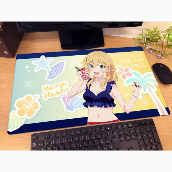 画像2:  【予約商品】  カーテン魂　日々は過ぎれど飯うまし　描き下ろしラバーマット（星なな／水着） 【26年5月中旬発売】 (2)