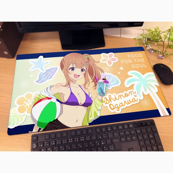 画像2:  【予約商品】  カーテン魂　日々は過ぎれど飯うまし　描き下ろしラバーマット（小川しのん／水着） 【26年5月中旬発売】 (2)