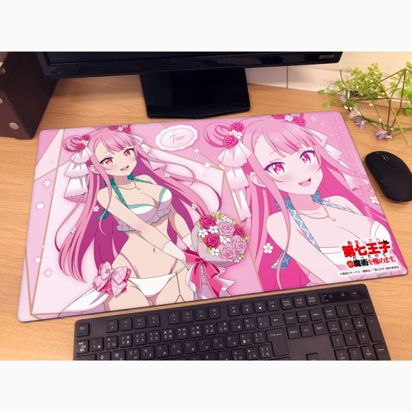 画像2:  【予約商品】  カーテン魂　転生したら第七王子だったので、気ままに魔術を極めます　描き下ろしラバーマット（タオ／ウエディング水着） 【26年5月中旬発売】 (2)