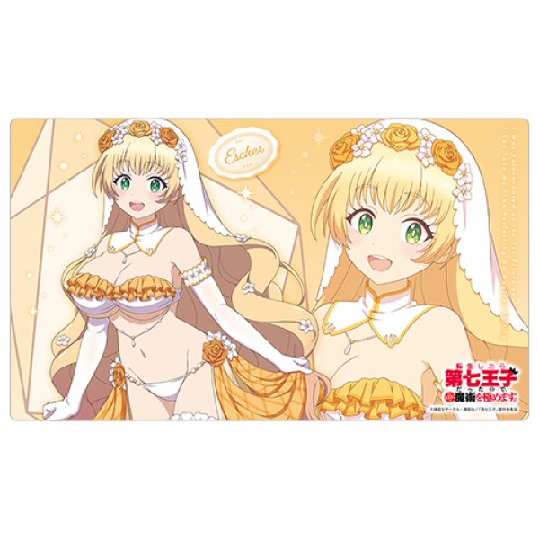画像1:  【予約商品】  カーテン魂　転生したら第七王子だったので、気ままに魔術を極めます　描き下ろしラバーマット（イーシャ／ウエディング水着） 【26年5月中旬発売】 (1)