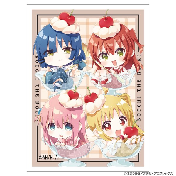 画像1:  【予約商品】  カーテン魂　ぼっち・ざ・ろっく！　スリーブ（後藤ひとり＆伊地知虹夏＆山田リョウ＆喜多郁代／さくらんぼほいっぷ／イラスト なもり）（65枚入り） 【26年6月上旬発売】 (1)