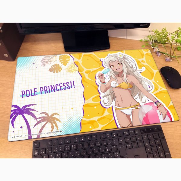 画像2:  【予約商品】  カーテン魂　ポールプリンセス!! 描き下ろしラバーマット（西条リリア／水着） 【26年5月下旬発売】 (2)