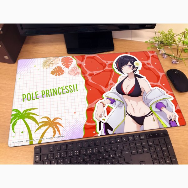 画像2:  【予約商品】  カーテン魂　ポールプリンセス!! 描き下ろしラバーマット（南曜スバル／水着） 【26年5月下旬発売】 (2)