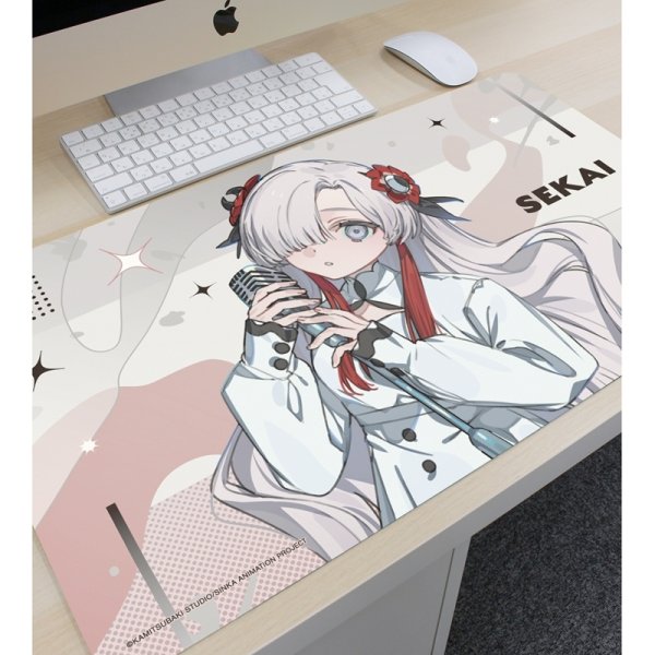 画像3:  【予約商品】  アルマビアンカ　TVアニメ『神椿市建設中。』 夜河 世界 カジュアルロックver. マルチデスクマット 【26年5月中旬発売】 (3)