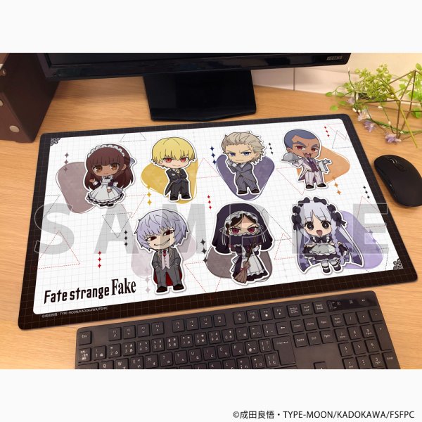 画像2:  【予約商品】  カーテン魂　Fate/strange Fake ラバーマット(執事＆メイド) 【26年6月上旬発売】    (2)