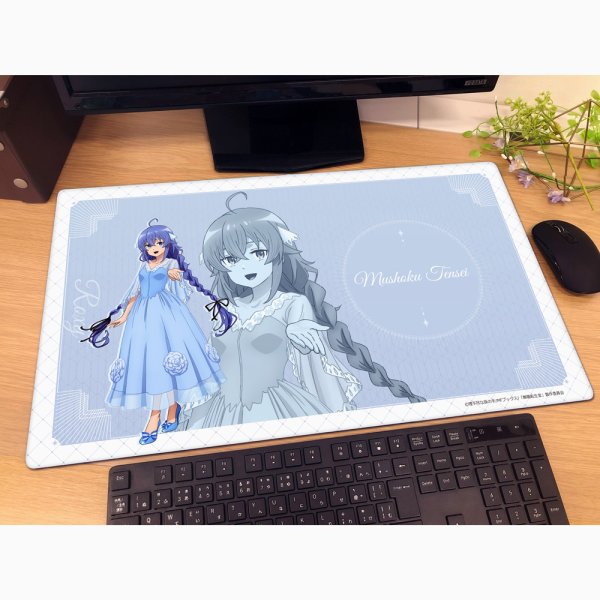 画像2:  【予約商品】  カーテン魂　無職転生III 〜異世界行ったら本気だす〜　ラバーマット（ロキシー／5周年） 【26年6月中旬発売】 (2)