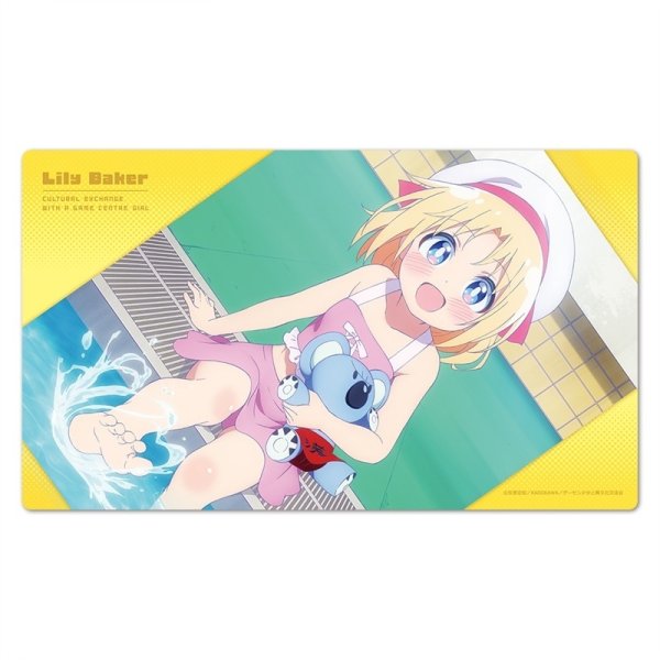 画像1:  【予約商品】  ムービック  「ゲーセン少女と異文化交流」キャラクターラバーマット リリー・ベイカー 水着ver. 【26年5月上旬発売】 (1)
