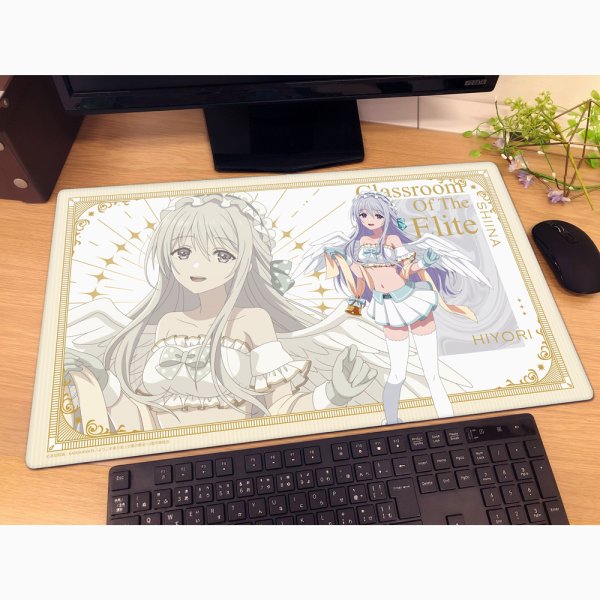 画像2:  【予約商品】  カーテン魂　ようこそ実力至上主義の教室へ　描き下ろしラバーマット（椎名ひより／天使） 【26年6月下旬発売】 (2)