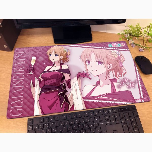 画像2:  【予約商品】  カーテン魂　義妹生活 描き下ろしラバーマット（綾瀬亜季子／パーティドレス） 【26年7月上旬発売】 (2)