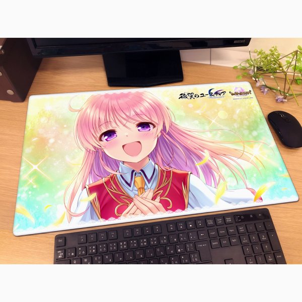 画像2:  【再販予約商品】  カーテン魂　穢翼のユースティア　ラバーマット（ティア/笑顔）【再販】 【26年7月下旬再販】    (2)