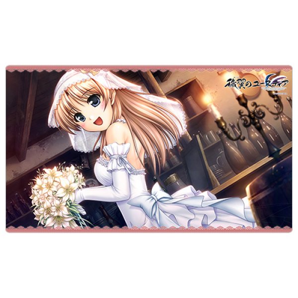 画像1:  【再販予約商品】  カーテン魂　穢翼のユースティア　ラバーマット（フィオネ・シルヴァリア/ウェディングドレス）【再販】 【26年7月下旬再販】    (1)