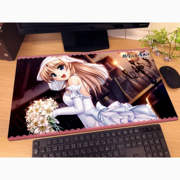 画像2:  【再販予約商品】  カーテン魂　穢翼のユースティア　ラバーマット（フィオネ・シルヴァリア/ウェディングドレス）【再販】 【26年7月下旬再販】    (2)