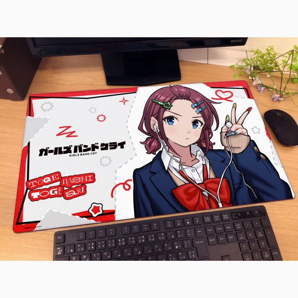 画像2:  【予約商品】  カーテン魂　ガールズバンドクライ 描き下ろしラバーマット（井芹仁菜／平成ギャル） 【26年7月下旬発売】 (2)