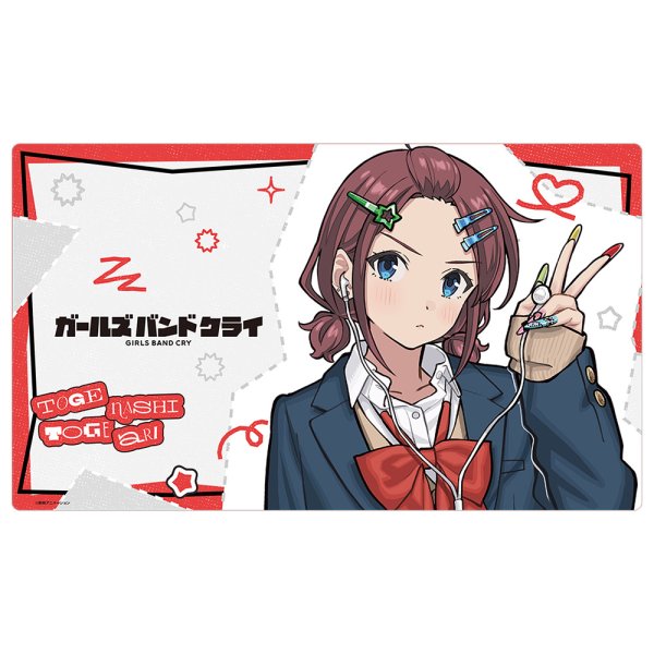 画像1:  【予約商品】  カーテン魂　ガールズバンドクライ 描き下ろしラバーマット（井芹仁菜／平成ギャル） 【26年7月下旬発売】 (1)