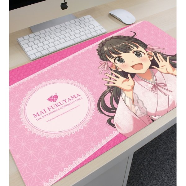 画像3:  【予約商品】  アルマビアンカ　アイドルマスター シンデレラガールズ 描き下ろし 福山舞 レース着物ver. マルチデスクマット 【26年7月中旬発売】 (3)
