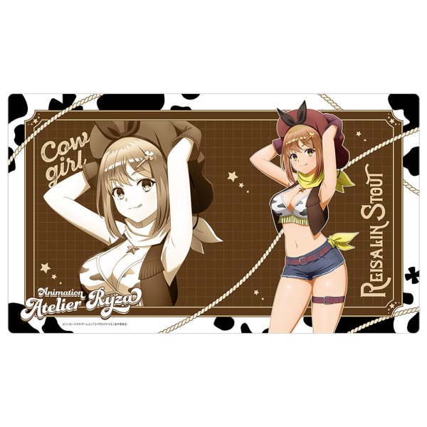 画像1:  【予約商品】  カーテン魂　TVアニメ『ライザのアトリエ』描き下ろしラバーマット（ライザ／カウガール） 【26年7月下旬発売】 (1)