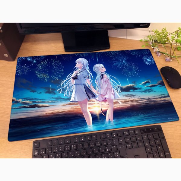 画像2:  【予約商品】  カーテン魂　Summer Pockets REFLECTION BLUE＆anemoi　ラバーマット（鳴瀬 しろは＆辻倉朱比華） 【26年7月下旬発売】    (2)