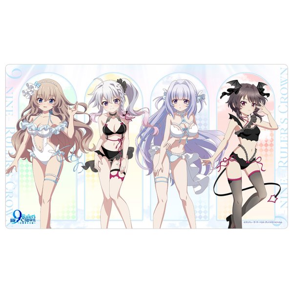 画像1:  【予約商品】  カーテン魂　9-nine- Ruler's Crown 描き下ろしラバーマット（天使＆悪魔水着） 【26年7月下旬発売】    (1)