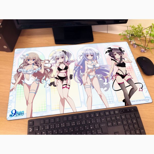 画像2:  【予約商品】  カーテン魂　9-nine- Ruler's Crown 描き下ろしラバーマット（天使＆悪魔水着） 【26年7月下旬発売】    (2)