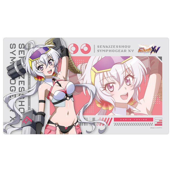 画像1:  【予約商品】  カーテン魂　戦姫絶唱シンフォギアＸＶ 描き下ろしラバーマット（クリス／サイバーミリタリー） 【26年9月上旬発売】 (1)