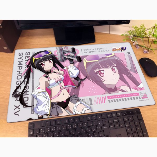 画像2:  【予約商品】  カーテン魂　戦姫絶唱シンフォギアＸＶ 描き下ろしラバーマット（調／サイバーミリタリー） 【26年9月上旬発売】 (2)