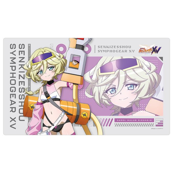 画像1:  【予約商品】  カーテン魂　戦姫絶唱シンフォギアＸＶ 描き下ろしラバーマット（キャロル／サイバーミリタリー） 【26年9月上旬発売】 (1)