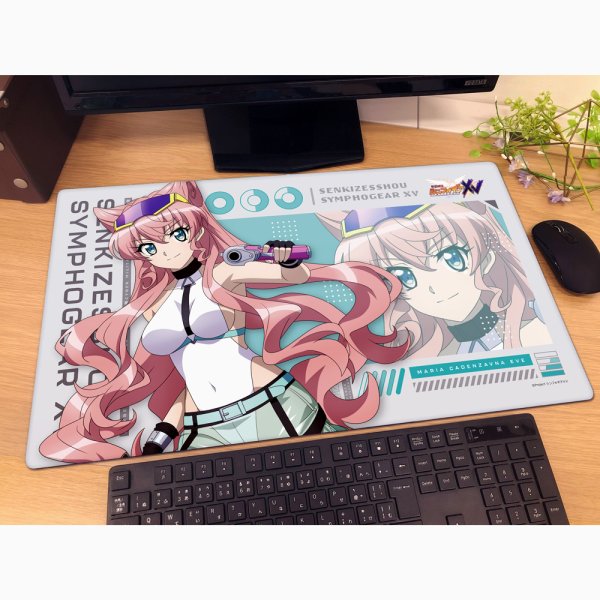 画像2:  【予約商品】  カーテン魂　戦姫絶唱シンフォギアＸＶ 描き下ろしラバーマット（マリア／サイバーミリタリー） 【26年9月上旬発売】 (2)