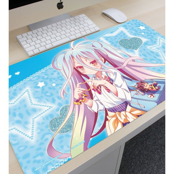 画像2:  【予約商品】  アルマビアンカ　ノーゲーム・ノーライフ ゼロ 描き下ろし 白 ギャル制服ver. マルチデスクマット 【26年9月中旬発売】 (2)