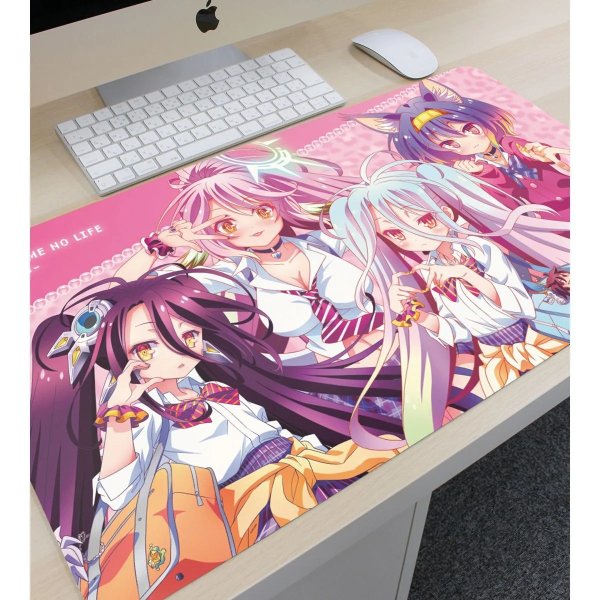 画像2:  【予約商品】  アルマビアンカ　ノーゲーム・ノーライフ ゼロ 描き下ろし 集合 ギャル制服ver. マルチデスクマット 【26年9月中旬発売】 (2)