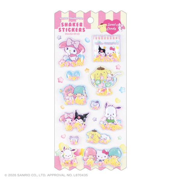 画像1:  【予約商品】  サンリオキャラクターズシェイカーシール　お友達キャンディ／集合 【26年11月発売】    (1)