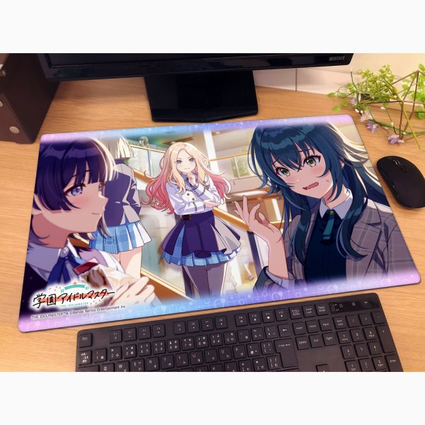 画像2:  【予約商品】  カーテン魂　学園アイドルマスター　ラバーマット（月村手毬、興味深いわね） 【26年10月上旬発売】 (2)