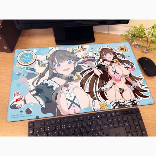 画像2:  【予約商品】  カーテン魂　シノビマスター 閃乱カグラ NEW LINK　描き下ろしラバーマット（鴇／ミルキーメイド） 【26年10月上旬発売】 (2)