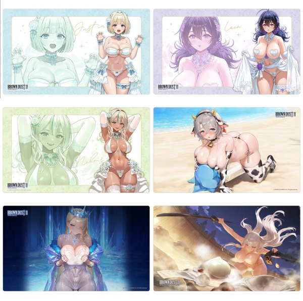 画像3:  【予約商品】  カーテン魂　ブラウンダスト2　描き下ろしラバーマット（ロエン／ウエディング水着） 【26年10月下旬発売】 (3)