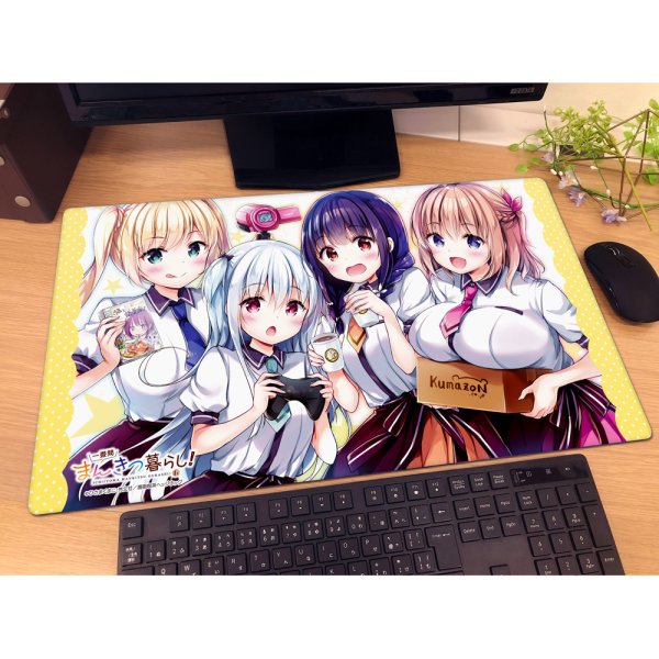画像2:  【予約商品】  カーテン魂　一畳間まんきつ暮らし！　ラバーマット（森田芽衣子、天宮梨絵、鈴木万里花、中埜音緒A） 【26年10月中旬発売】 (2)