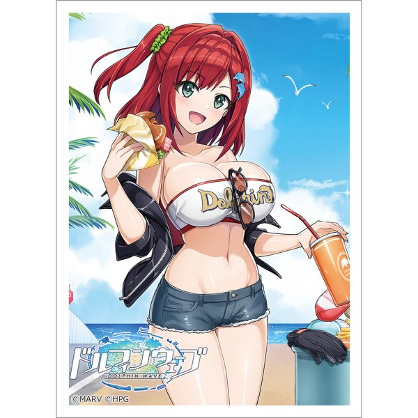 画像1:  【予約商品】  カーテン魂　ドルフィンウェーブ　描き下ろしスリーブ（咲宮 入華／コーストライディング）（65枚入り） 【26年12月上旬発売】 (1)