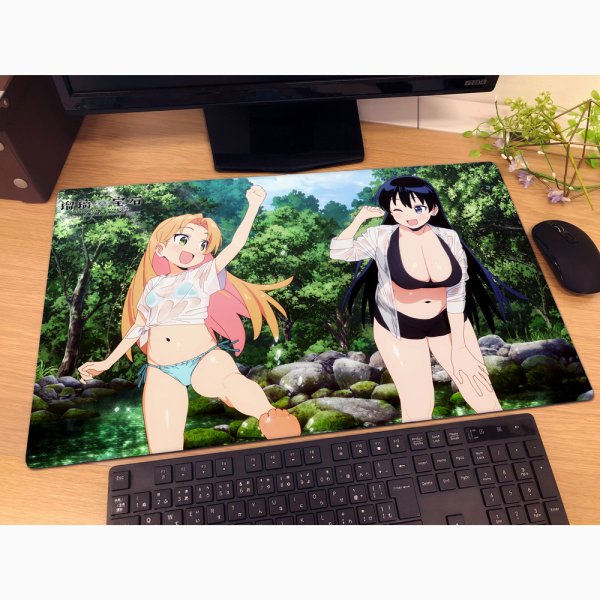 画像2:  【再販予約商品】  カーテン魂　瑠璃の宝石　描き下ろしラバーマット（水遊び） 【26年10月下旬再販】 (2)